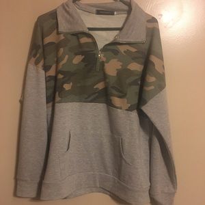 Camo and grey zip up hoodie